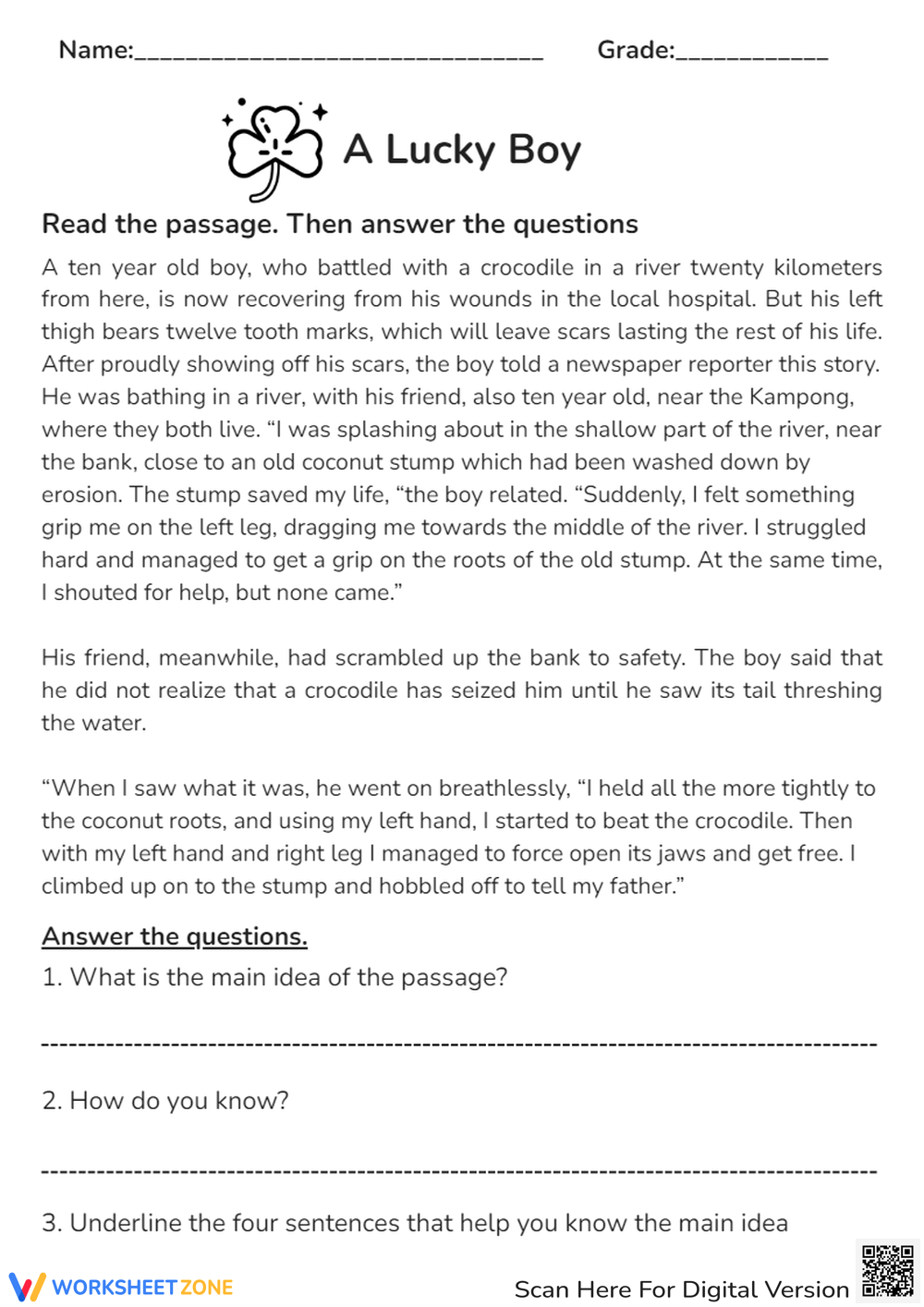 Free Reading Comprehension Worksheets Grade 7
