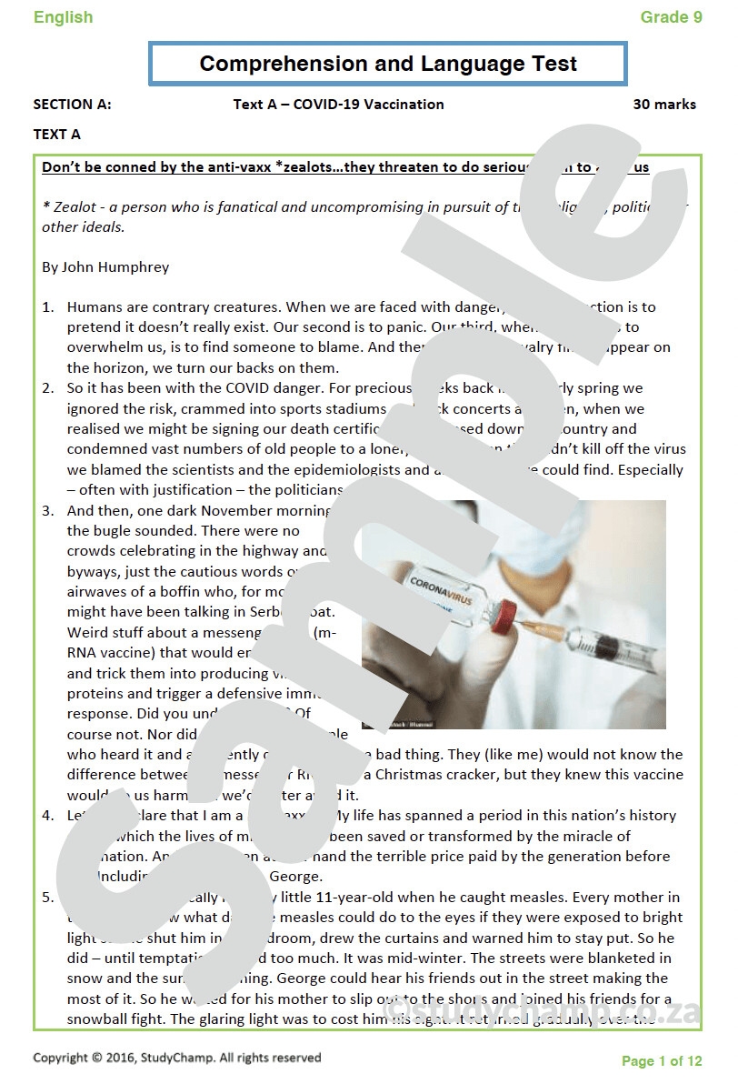 Coronavirus Reading Comprehension Worksheet