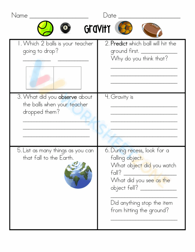 Gravity And Friction Worksheets K5 Learning Worksheets Library