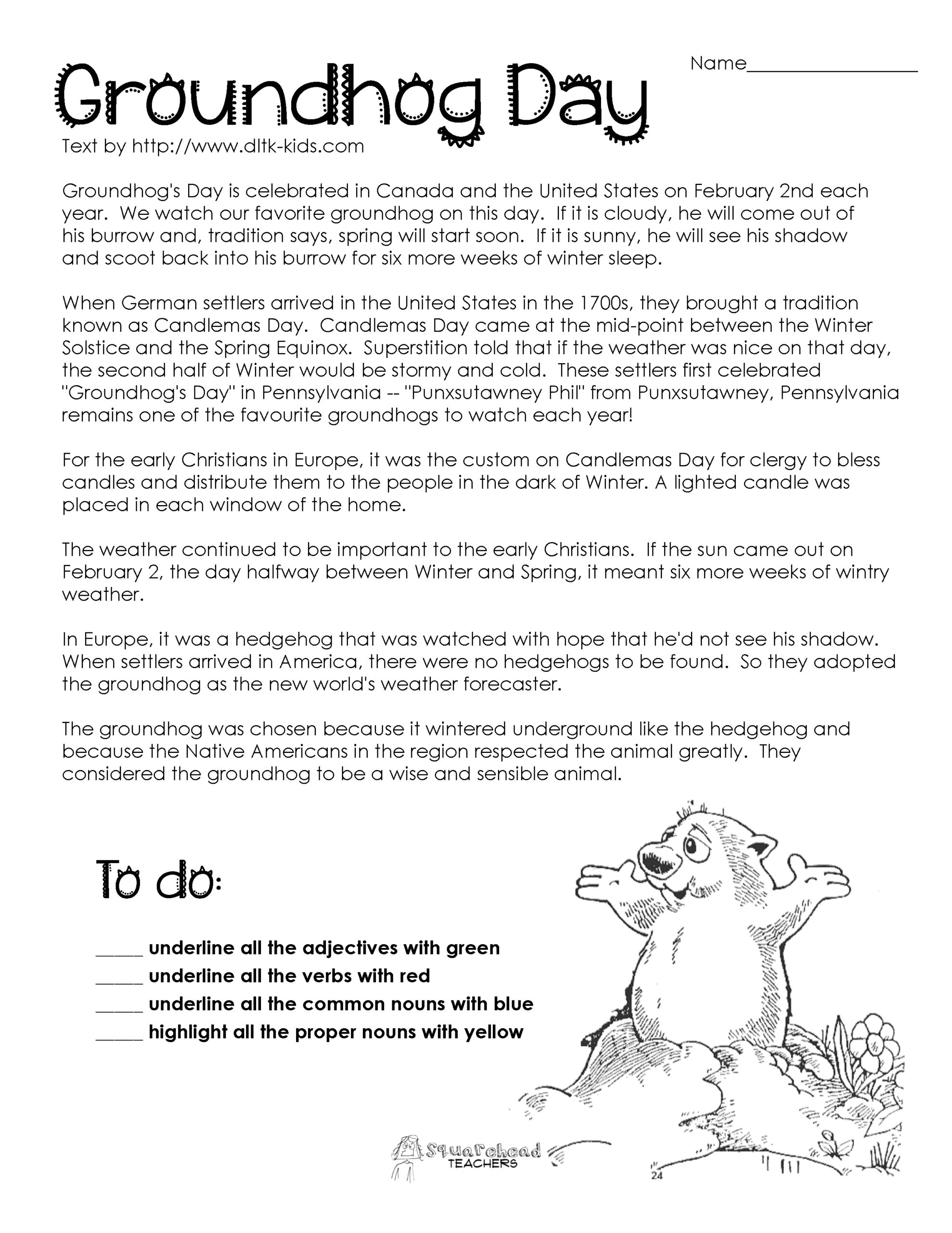 Groundhog Day Printables Worksheets Library