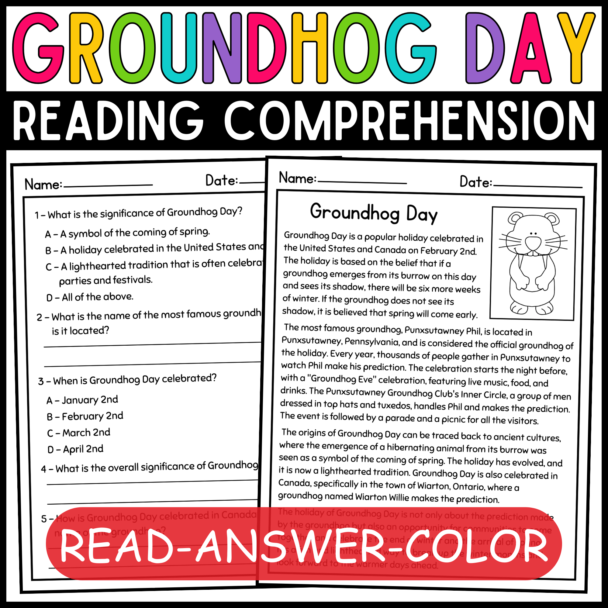 Canadian Grade 5 Reading Comprehension Worksheets