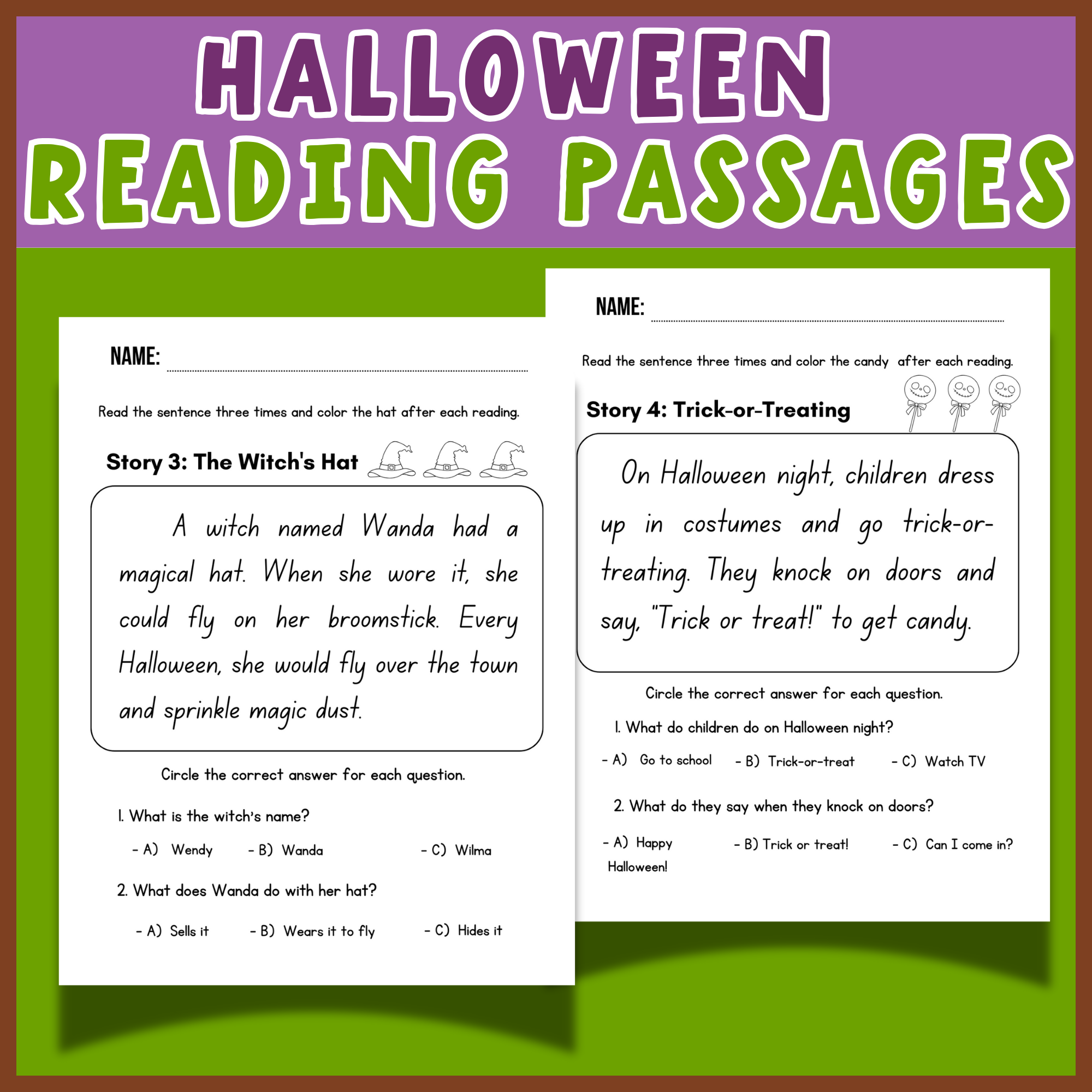 Halloween Easy Reading Comprehension Worksheets For 1st 3rd Grade Easy Reading