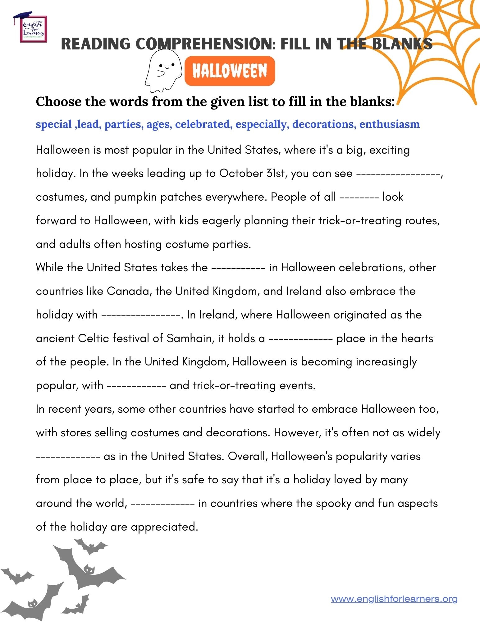 Halloween Reading Comprehension Worksheets 4th Grade