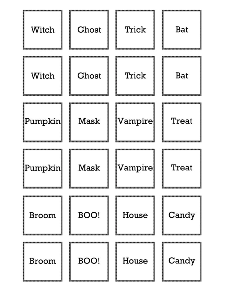 Halloween Printable Memory Game 30 Minute Crafts Worksheets Library