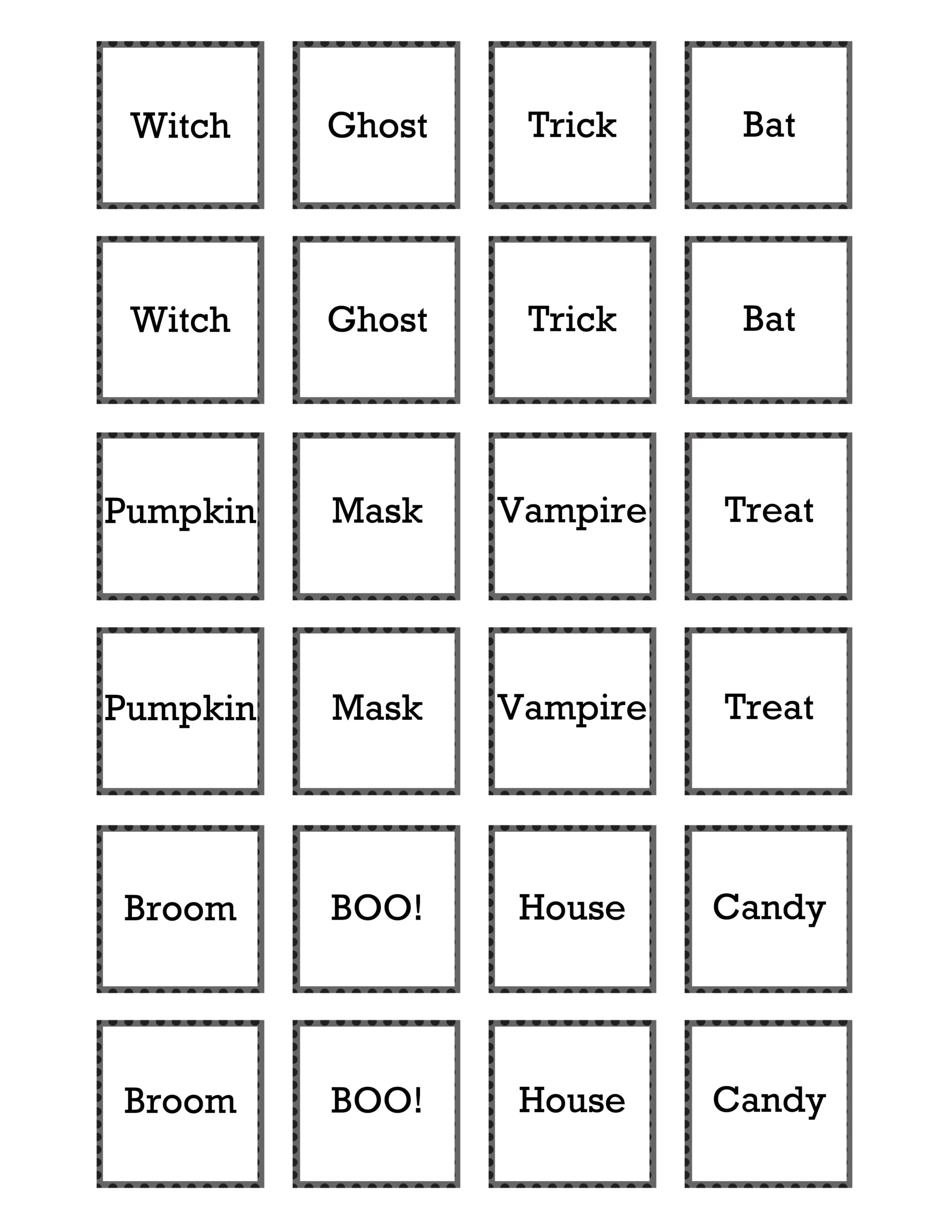 Halloween Printable Memory Game 30 Minute Crafts Worksheets Library