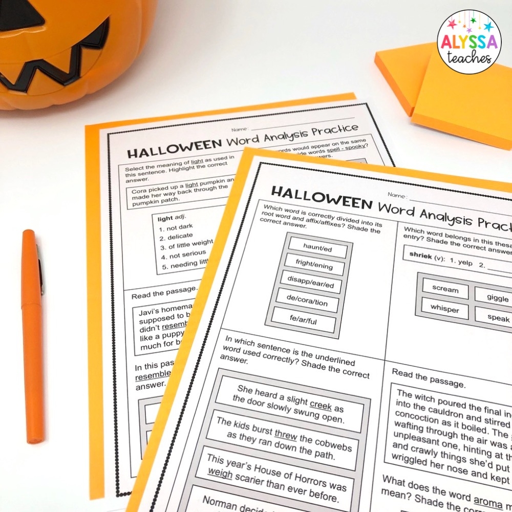 Halloween Reading Activities For 4th Grade Alyssa Teaches