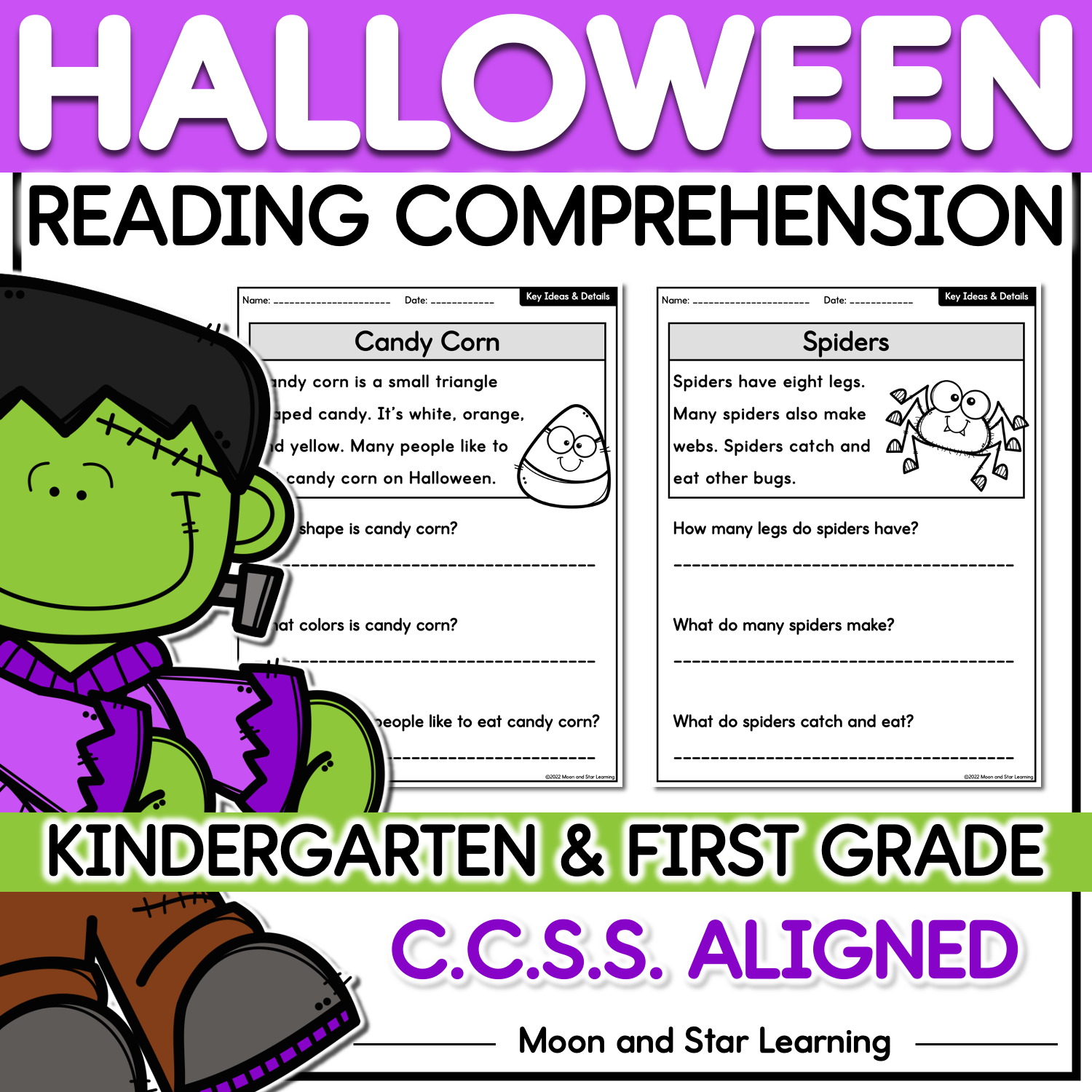 Halloween Themed Reading Comprehension Kindergarten U0026 First Grade Classful