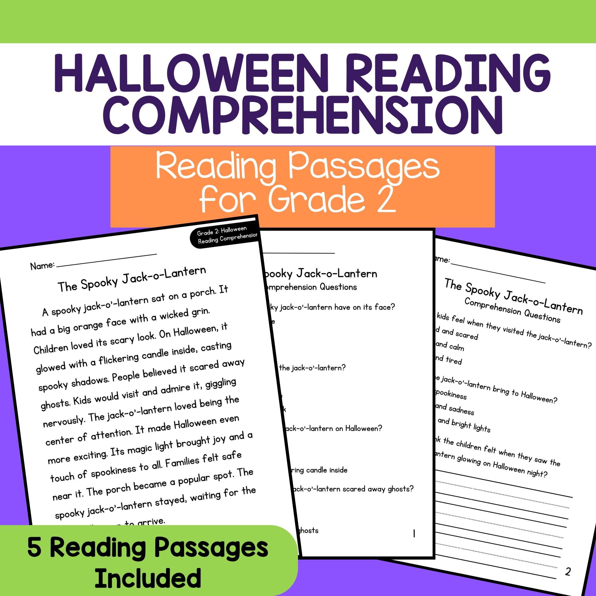 Halloween Worksheets Reading Comprehension Grade 2 Halloween 