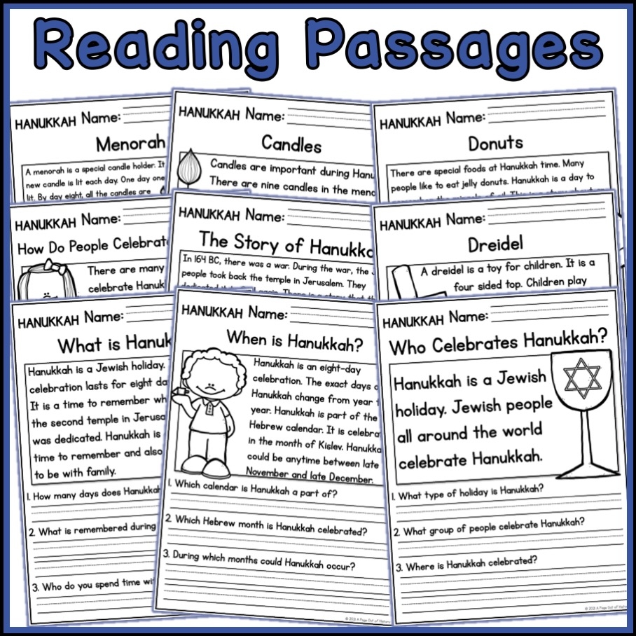 Hanukkah Holidays Reading Comprehension Passages K 2