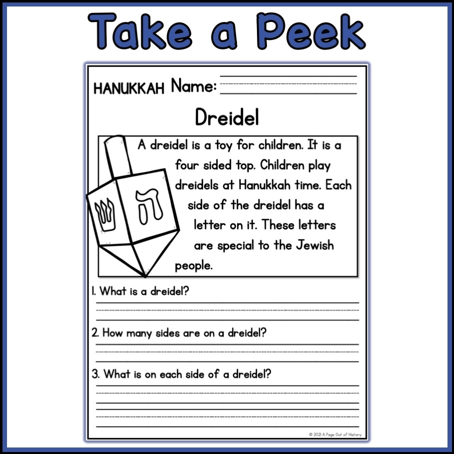 Hanukkah Holidays Reading Comprehension Passages K 2