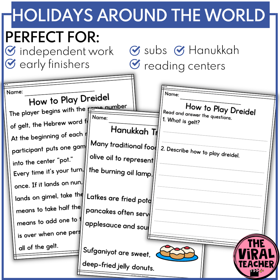 Hanukkah Reading Comprehension Worksheets And Google Slides Activity