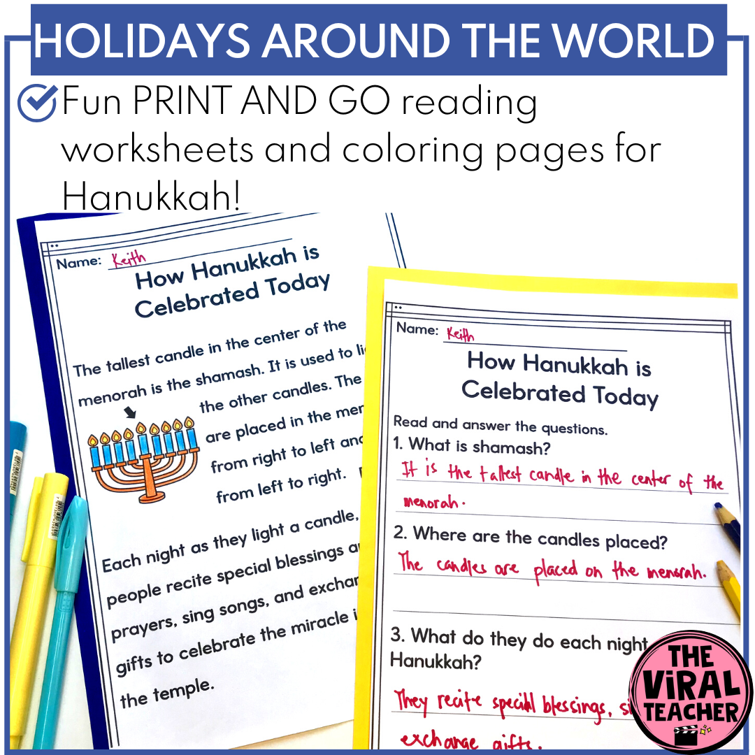 Hanukkah Reading Comprehension Worksheets And Google Slides Activity