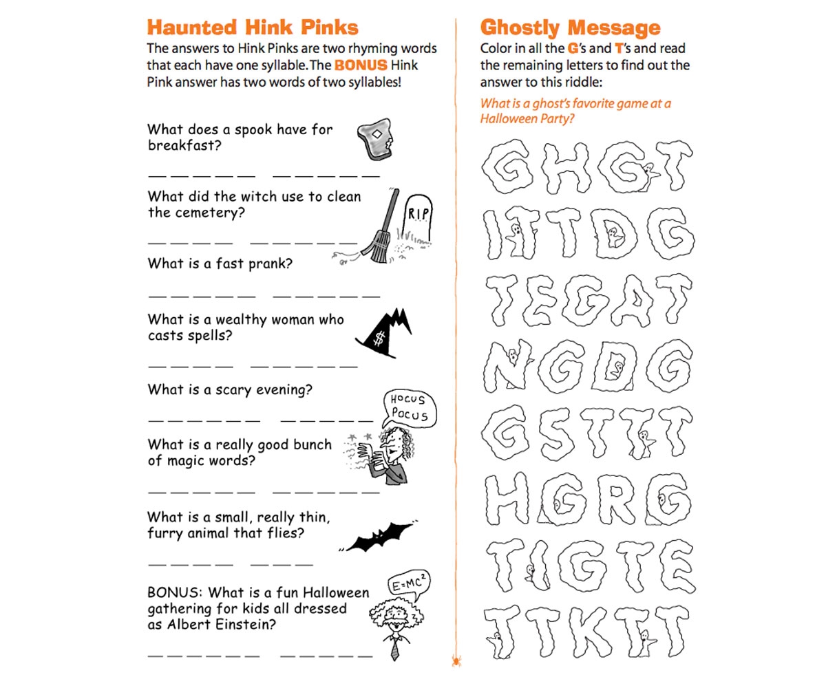 Haunted Hink Pinks Printable FamilyEducation