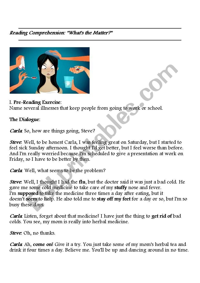 Health Life Reading Comprehension Worksheets Pdf