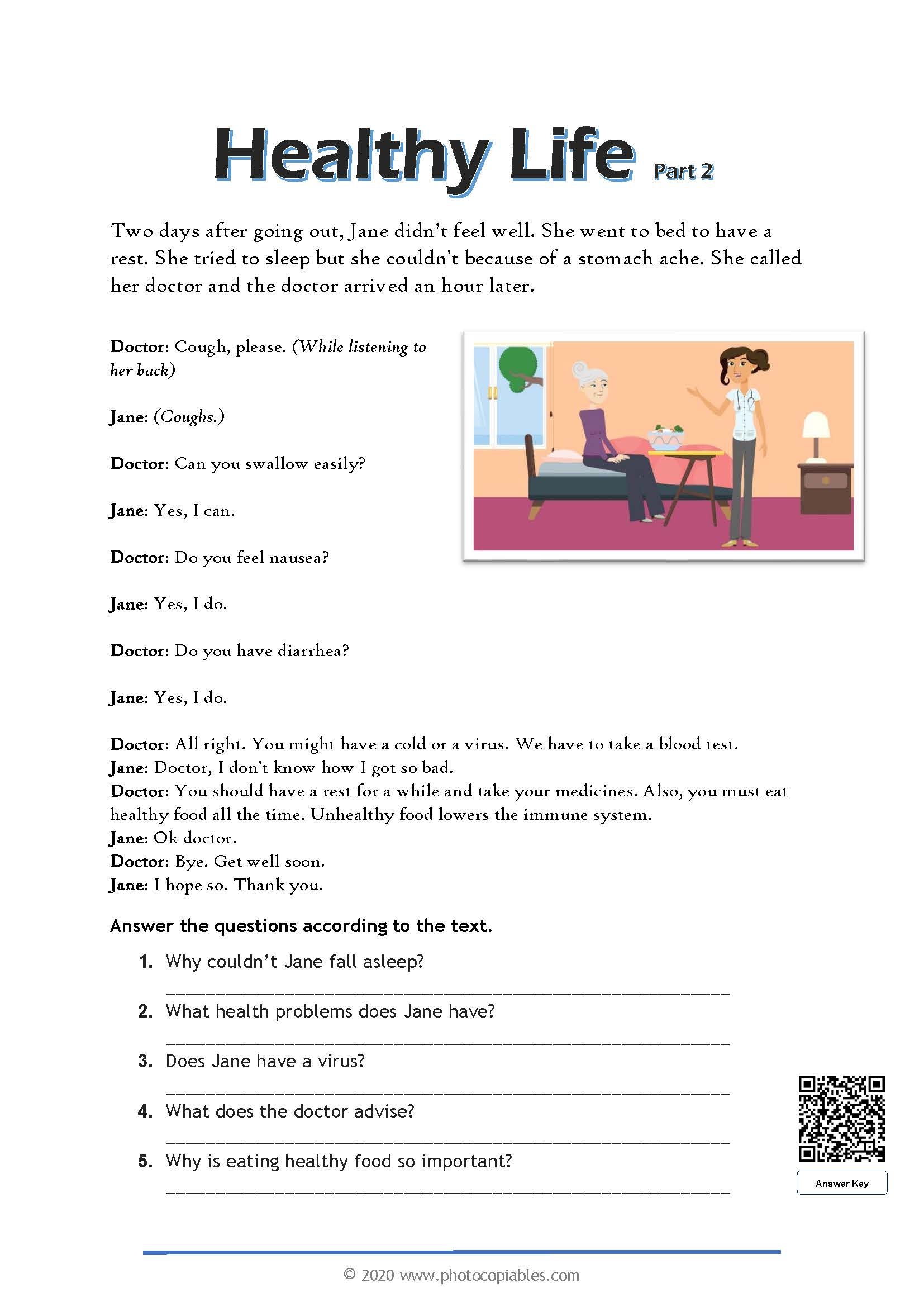 Healthy Life Reading Text Part Two Photocopiables