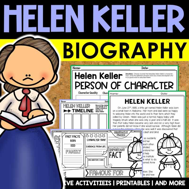 Helen Keller Reading Comprehension Worksheets