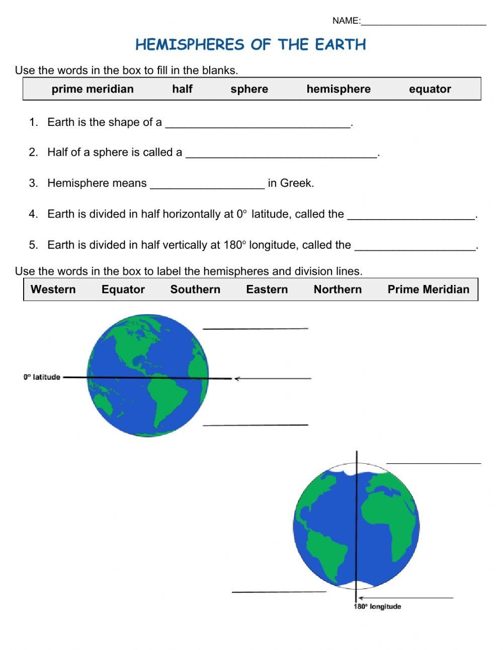 Free Printable Equator Worksheets