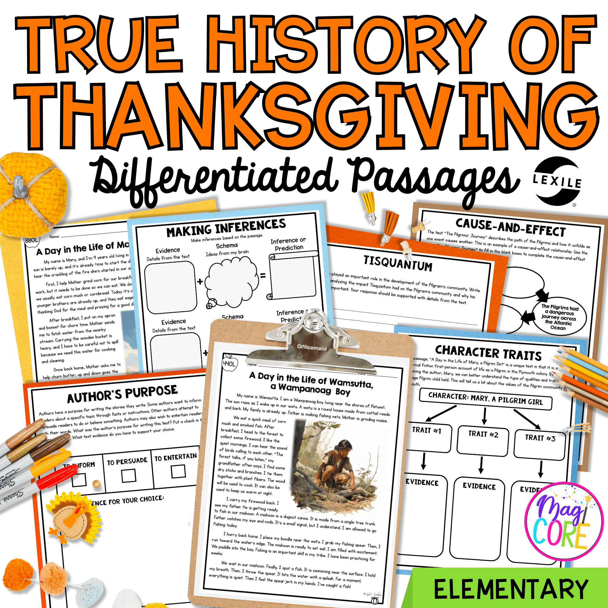 First Thanksgiving Reading Comprehension Worksheet