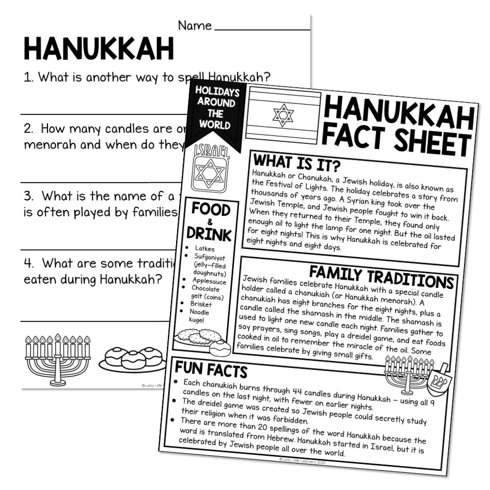 Holidays Around The World Hanukkah Reading Passage Lucky 