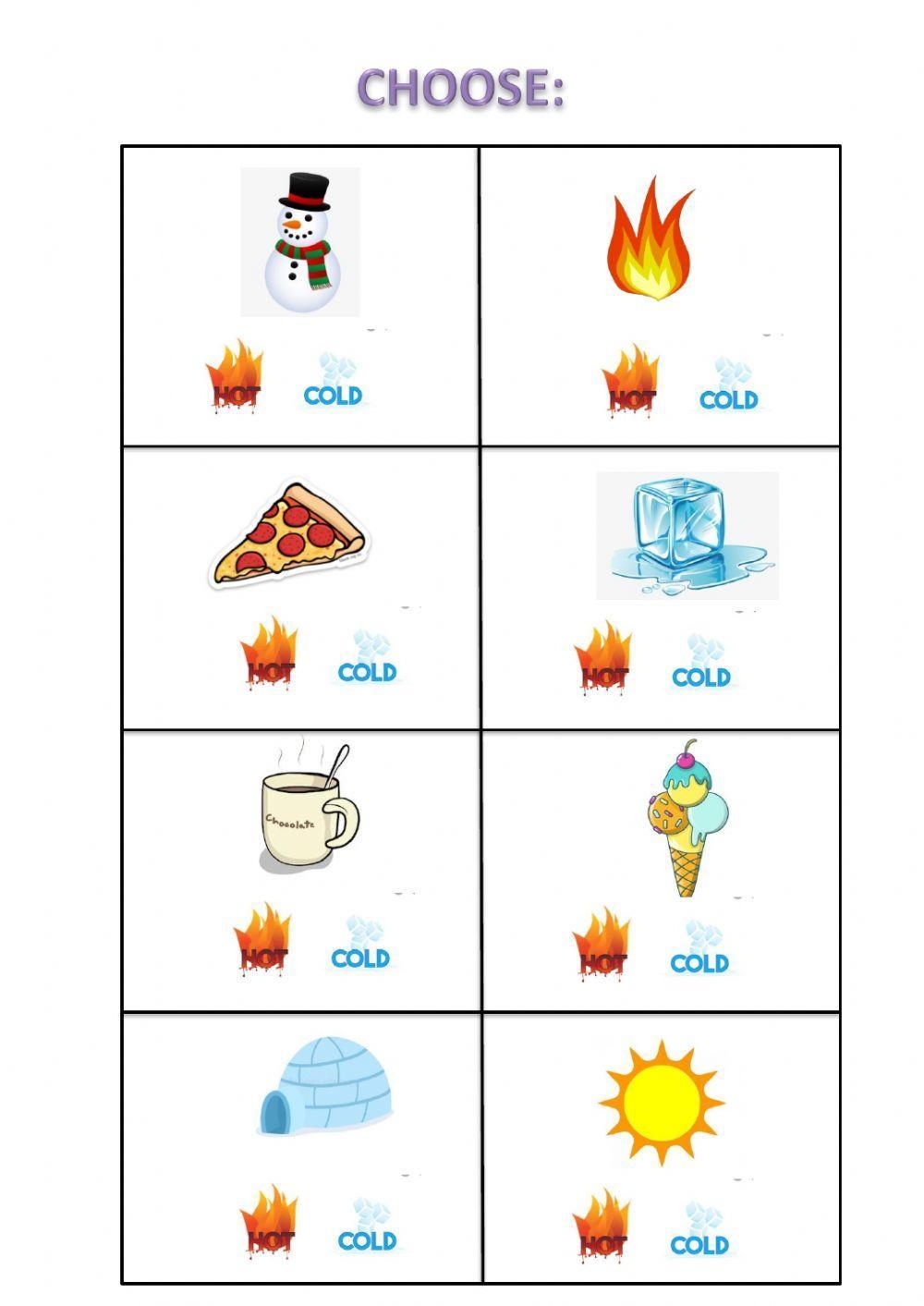 Hot Cold Worksheet Live Worksheets Worksheets Library