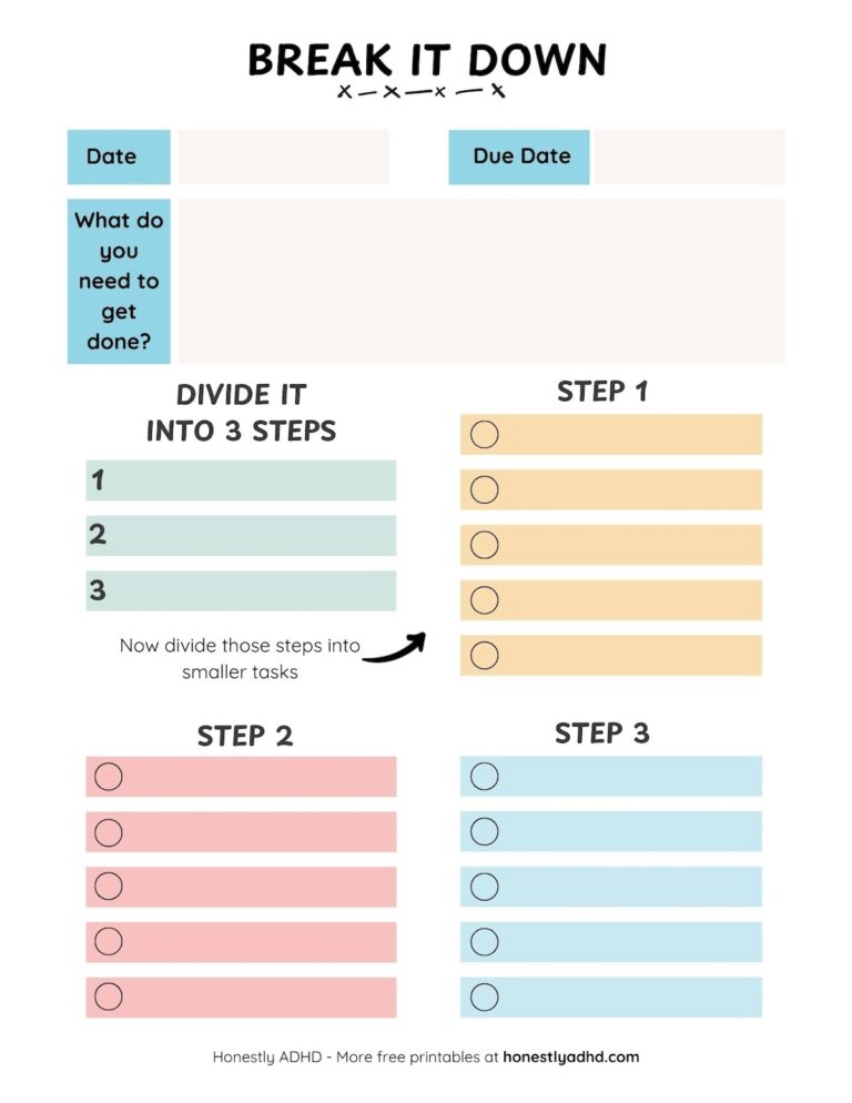 How To Break Tasks Down Into Smaller Steps Free Printable 