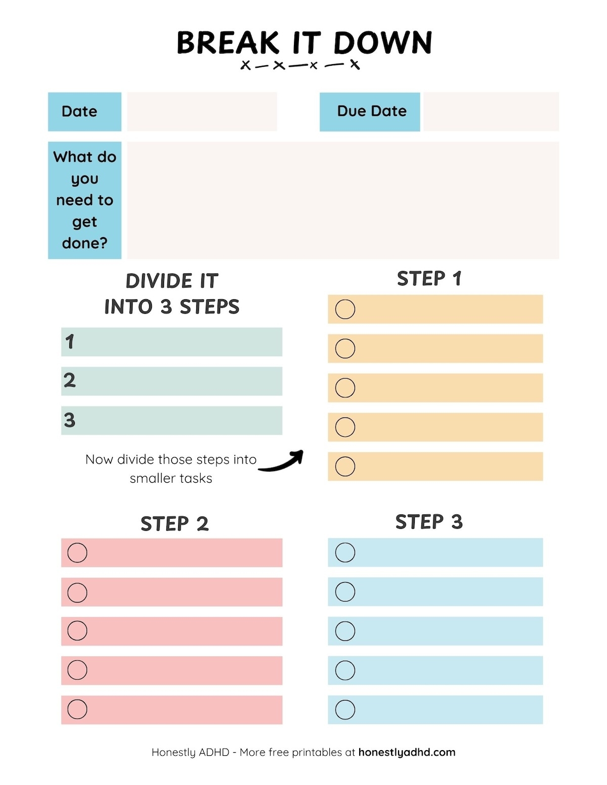 How To Break Tasks Down Into Smaller Steps Free Printable 