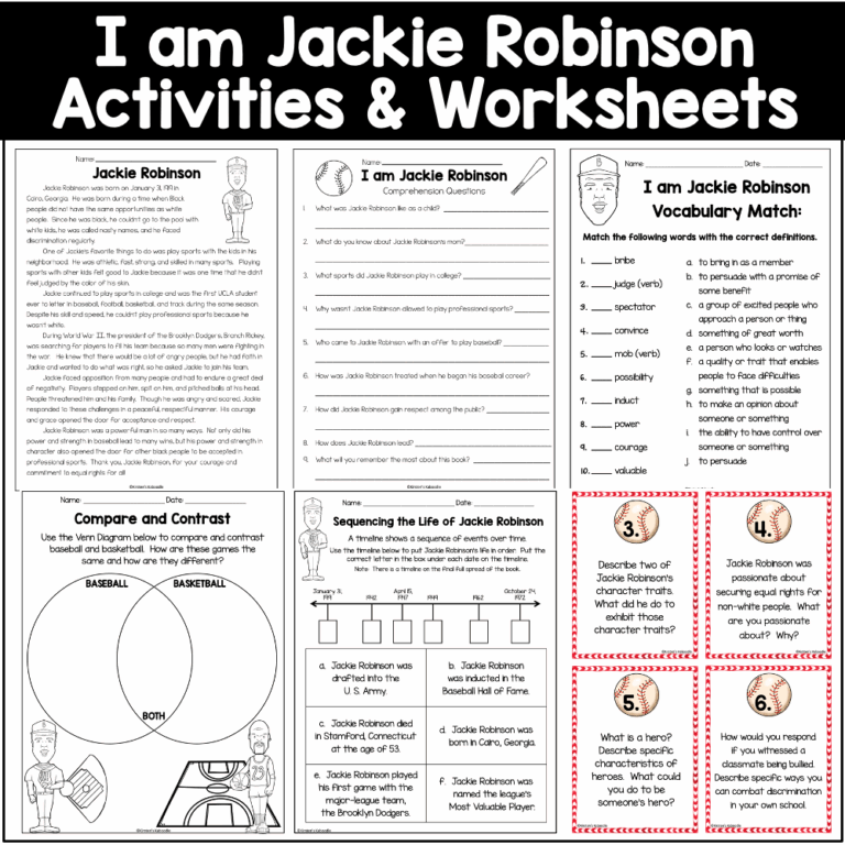 I Am Jackie Robinson Activities Brad Meltzer Literature Unit