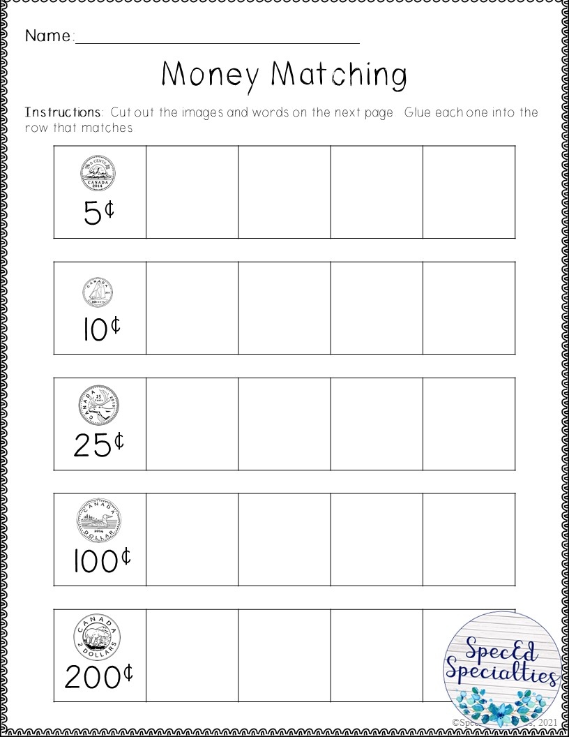 Identifying Canadian Money Worksheets Made By Teachers