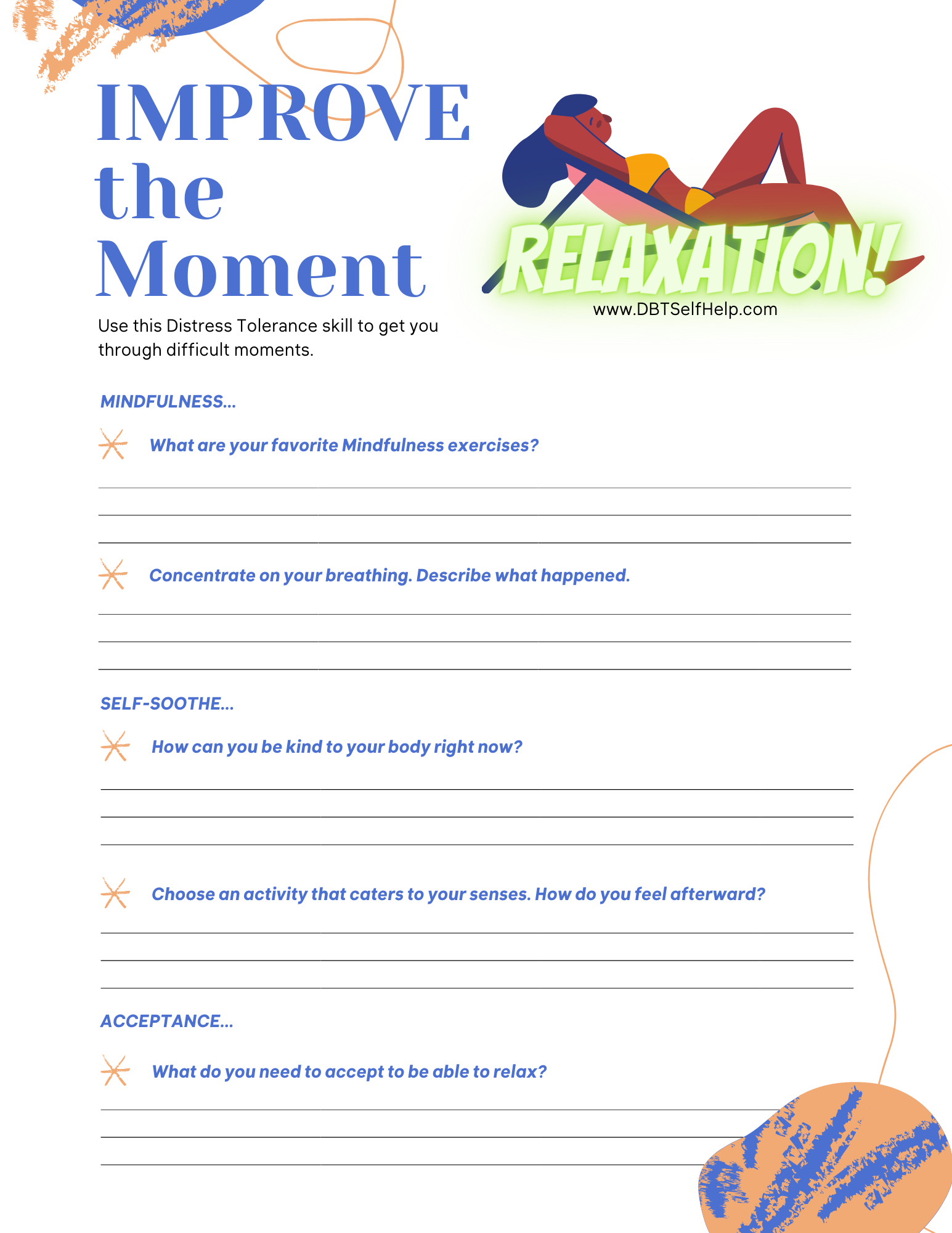 IMPROVE The Moment DBT Self Help Worksheets Library
