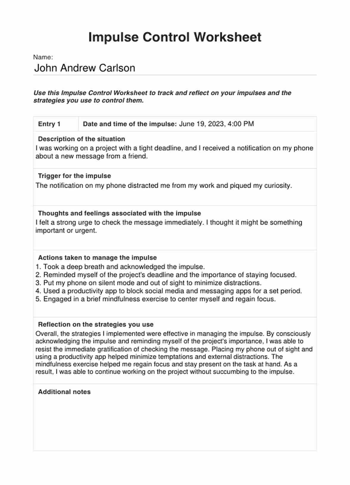 Free Printable Impulse Control Worksheets Printable