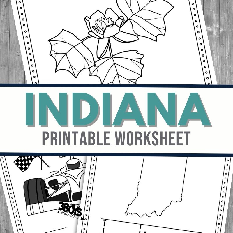 Indiana Coloring And Handwriting Worksheets 3 Boys And A Dog