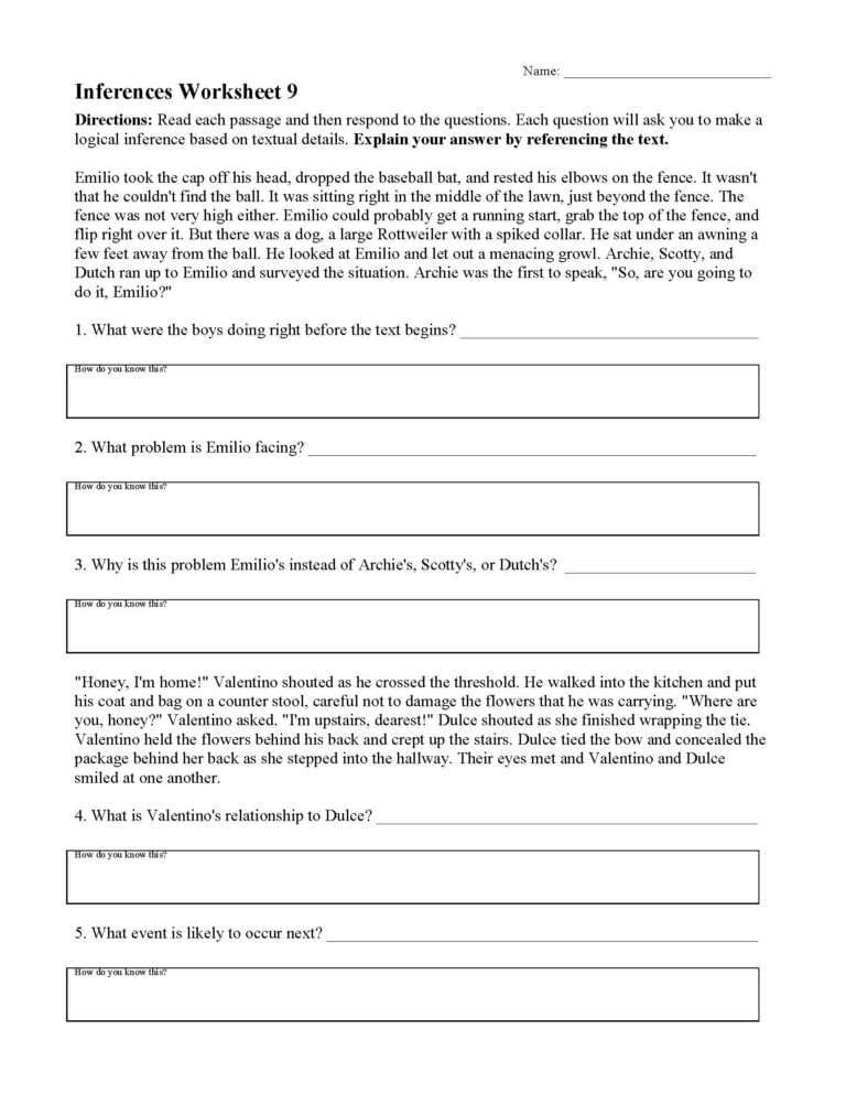 Inferences Worksheets Reading Activities