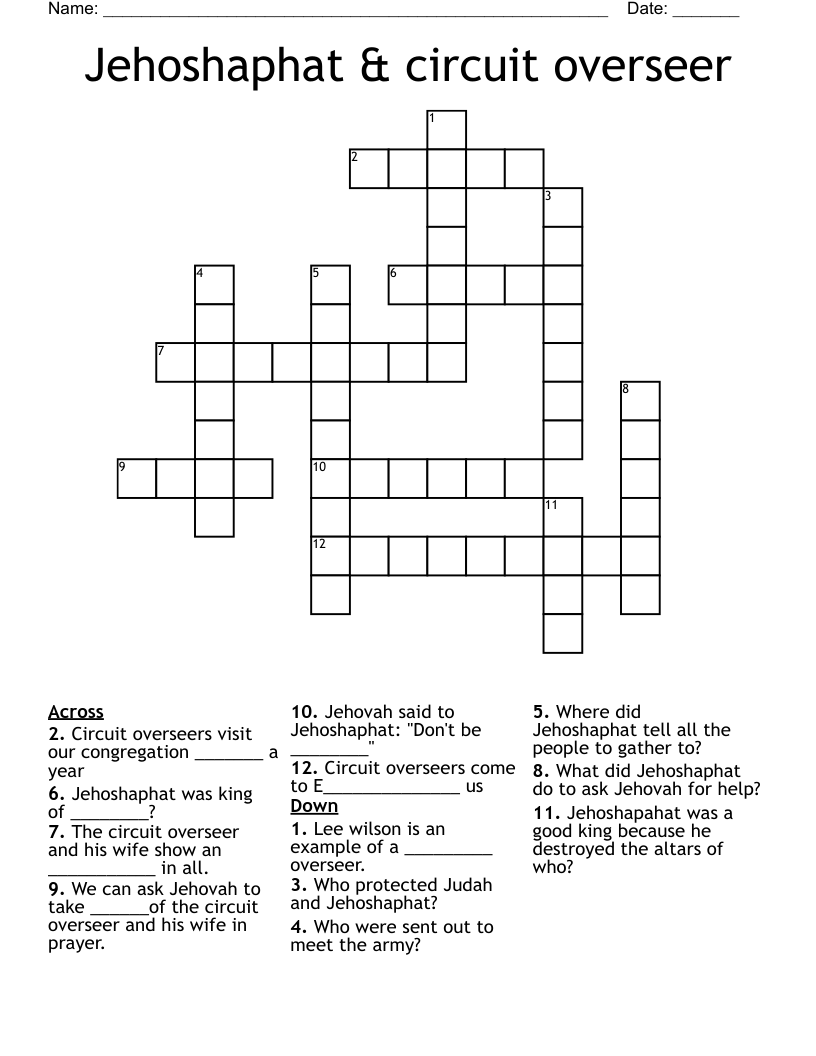 Jehoshaphat U0026 Circuit Overseer Crossword WordMint