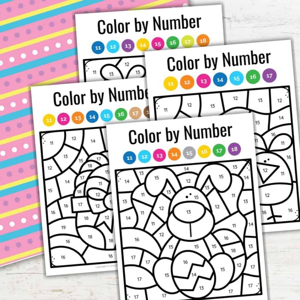 Kindergarten Easter Color by Number Printable Fun