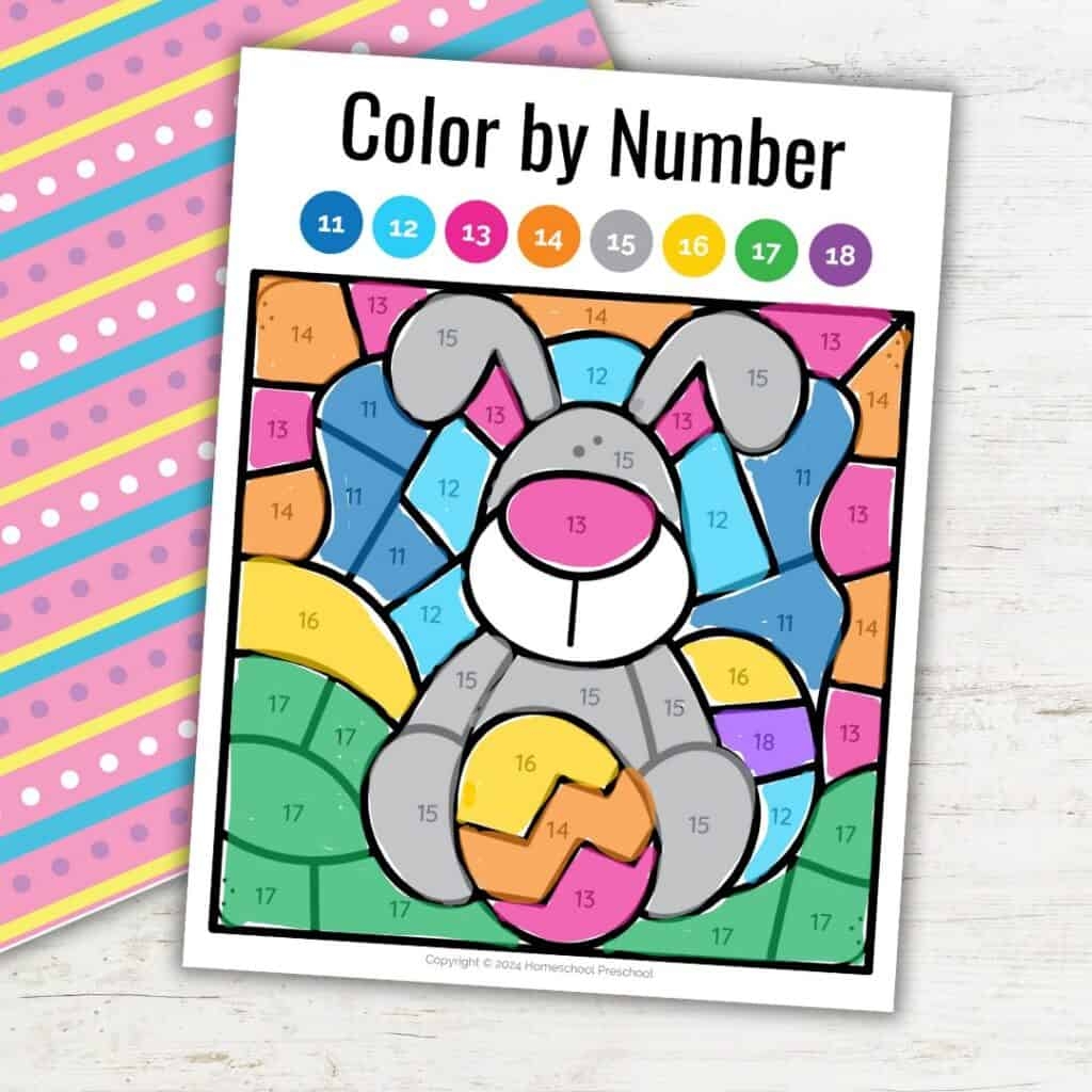 Kindergarten Easter Color by Number Printable Fun