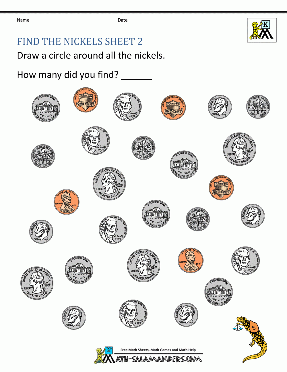 Nickel Worksheet Free Printable