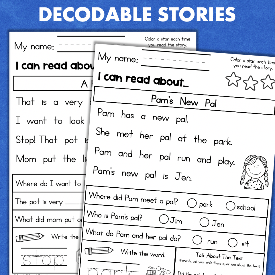 Decodable Reading Comprehension Worksheets