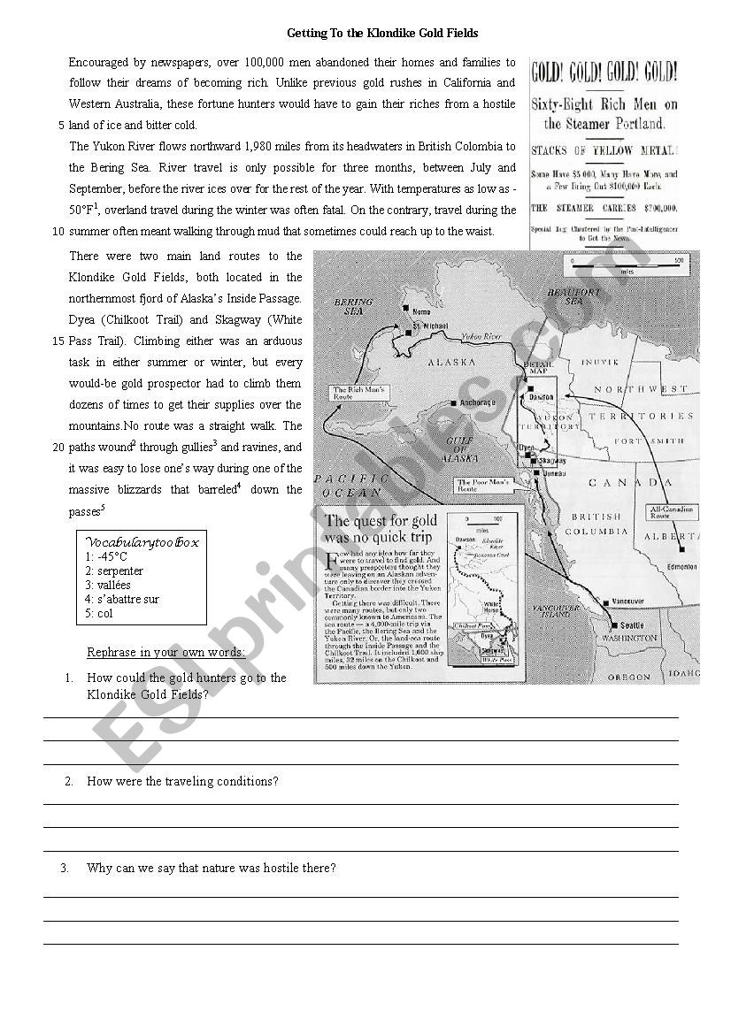 Free Printable Gold Rush Worksheets