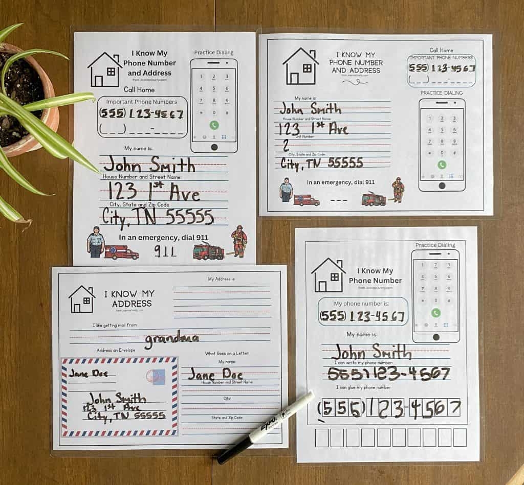 Know My Phone Number And Address Worksheets Joanna Overly