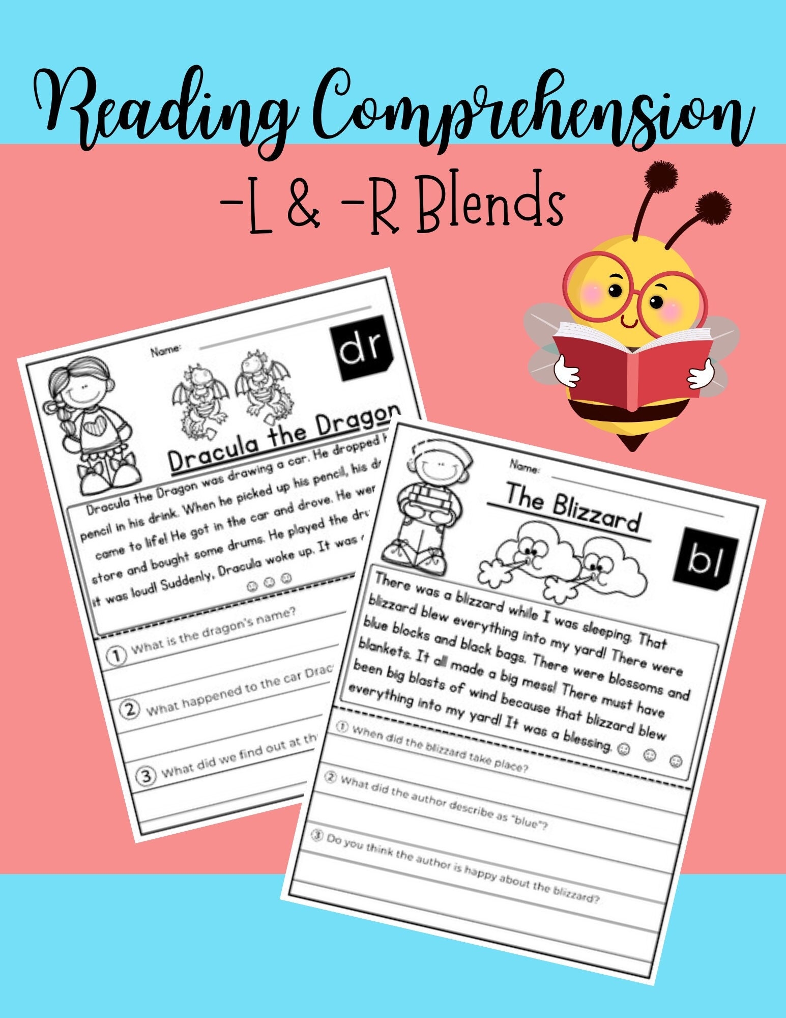 L U0026 R Blends Reading Comprehension Passages With Questions Printable Reading Workbook For Kindergarten To 2nd Grade Reading Activity ELA
