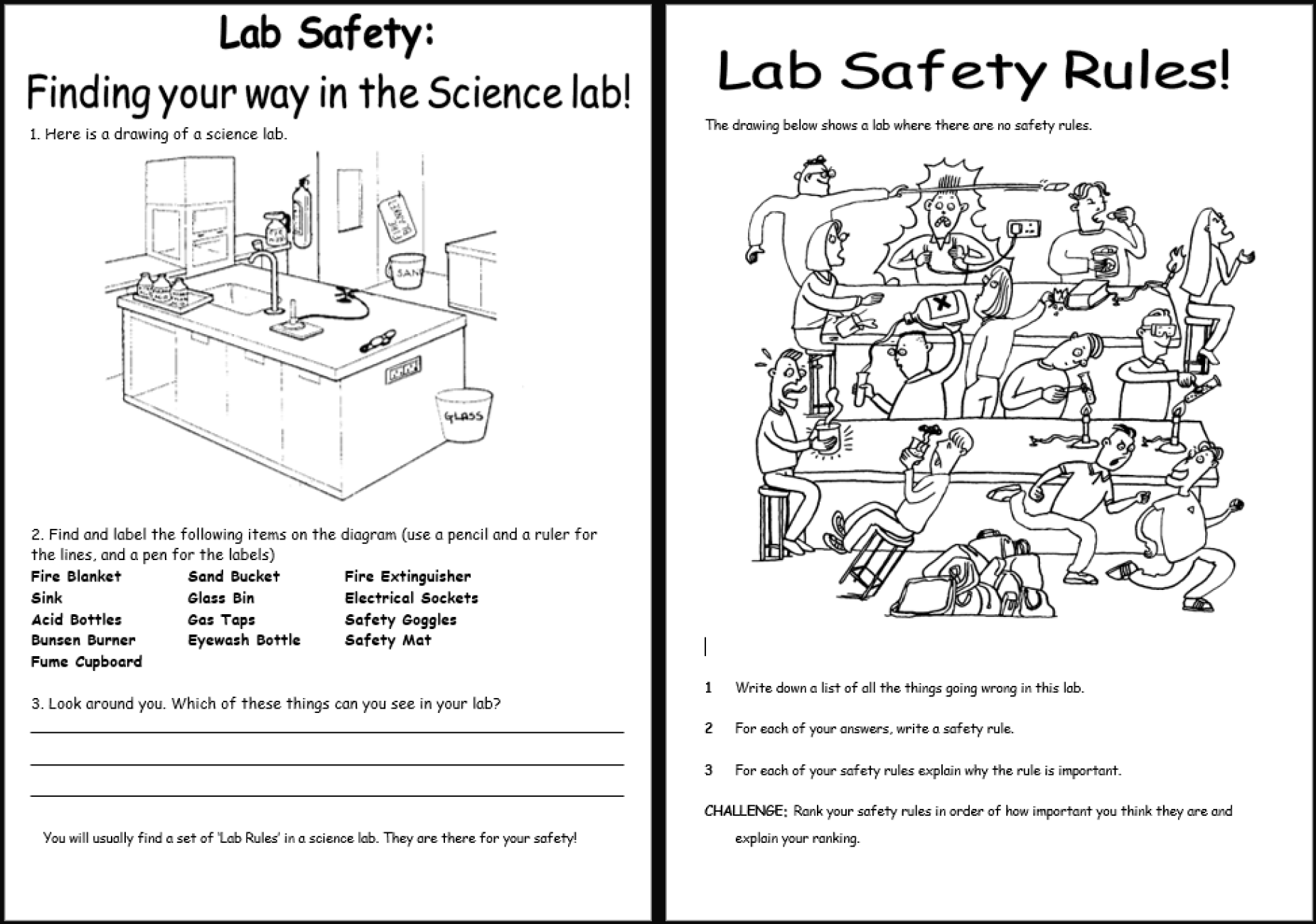 Lab Safety And Hazard Symbols KS3 Science Teaching Resources Worksheets Library