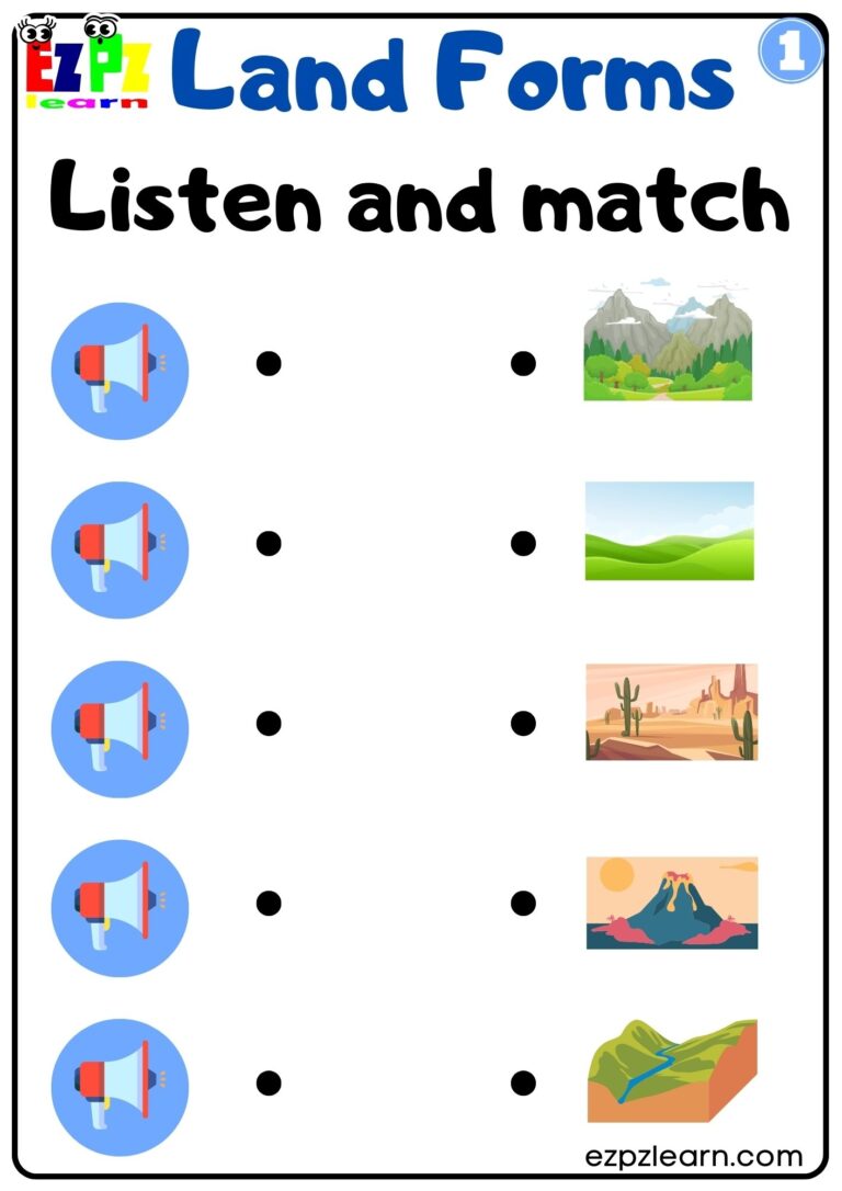 Land Forms Vocabulary Interactive Worksheet Listen And Match The Worksheets Library