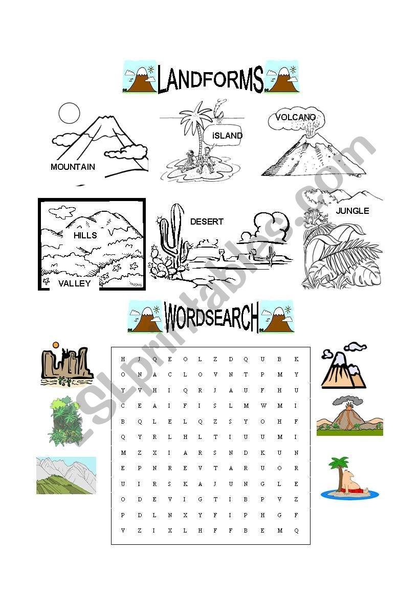 Landforms ESL Worksheet By EvaRamos Worksheets Library