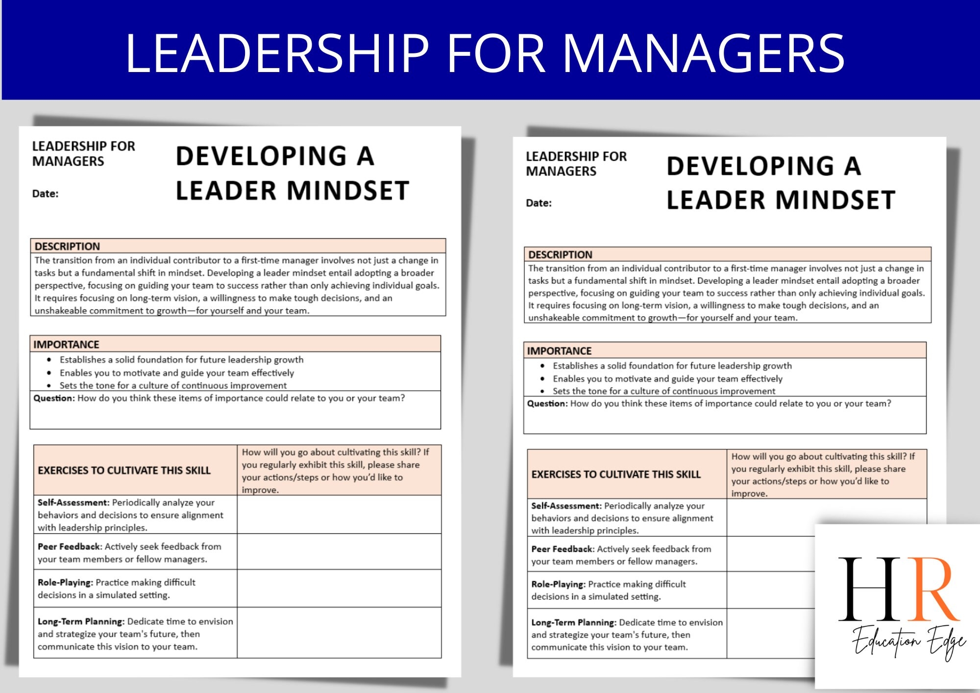 Leadership For Managers Worksheet HR Templates Learning 