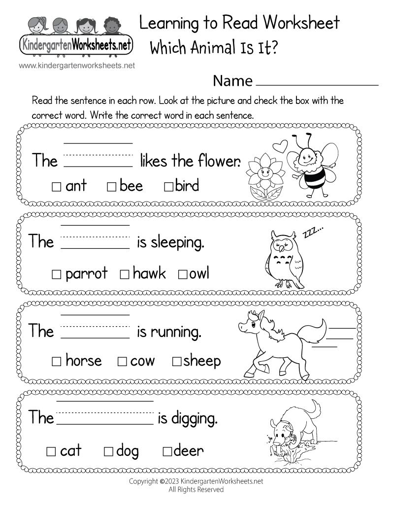 Kinder Free Printable Worksheets