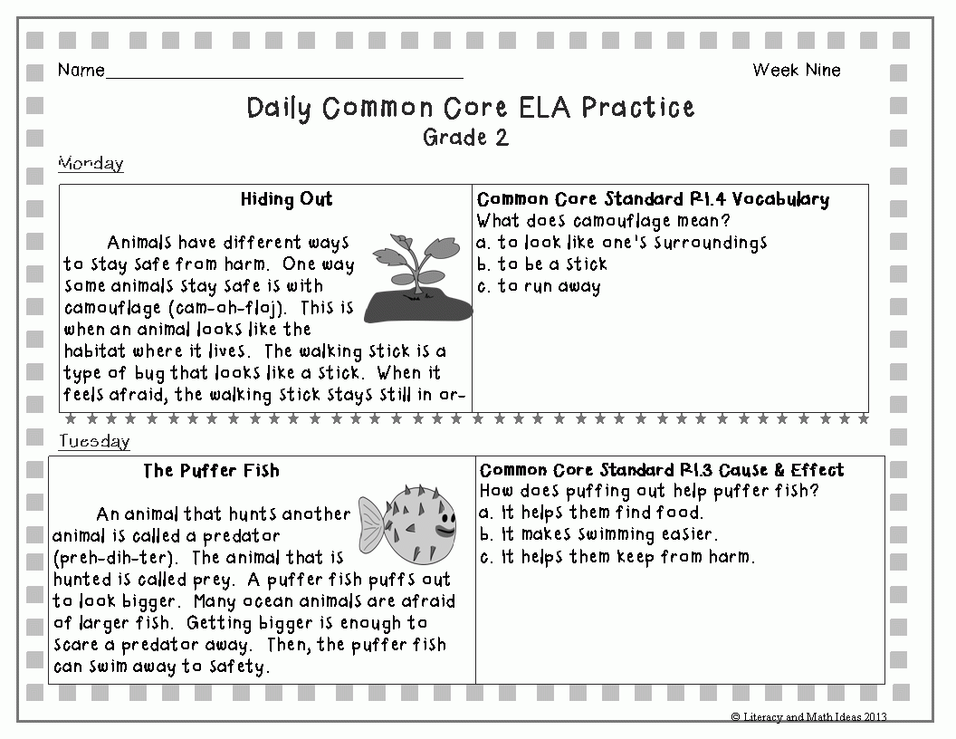 Literacy U0026 Math Ideas Common Core Second Grade Reading 