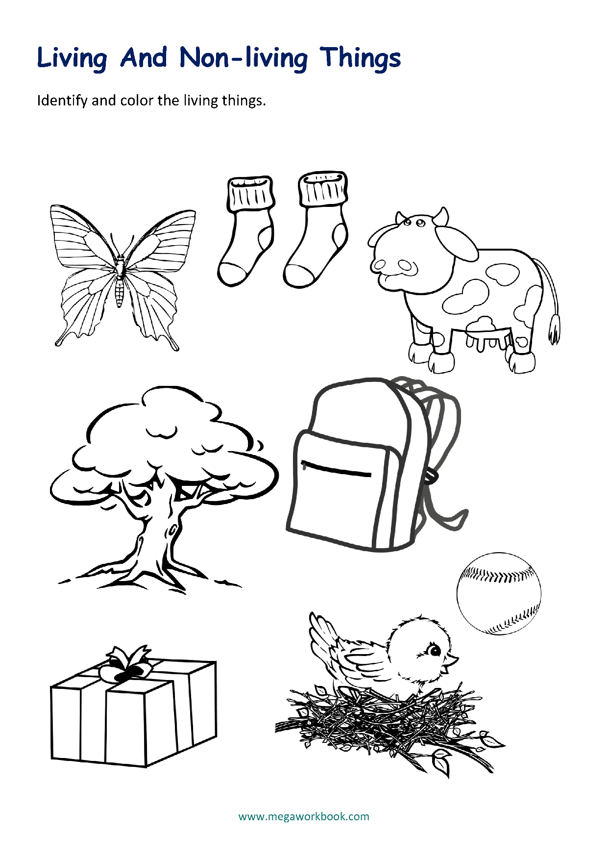 Living And Non Living Things Worksheets Characteristics Of Living Things MegaWorkbook