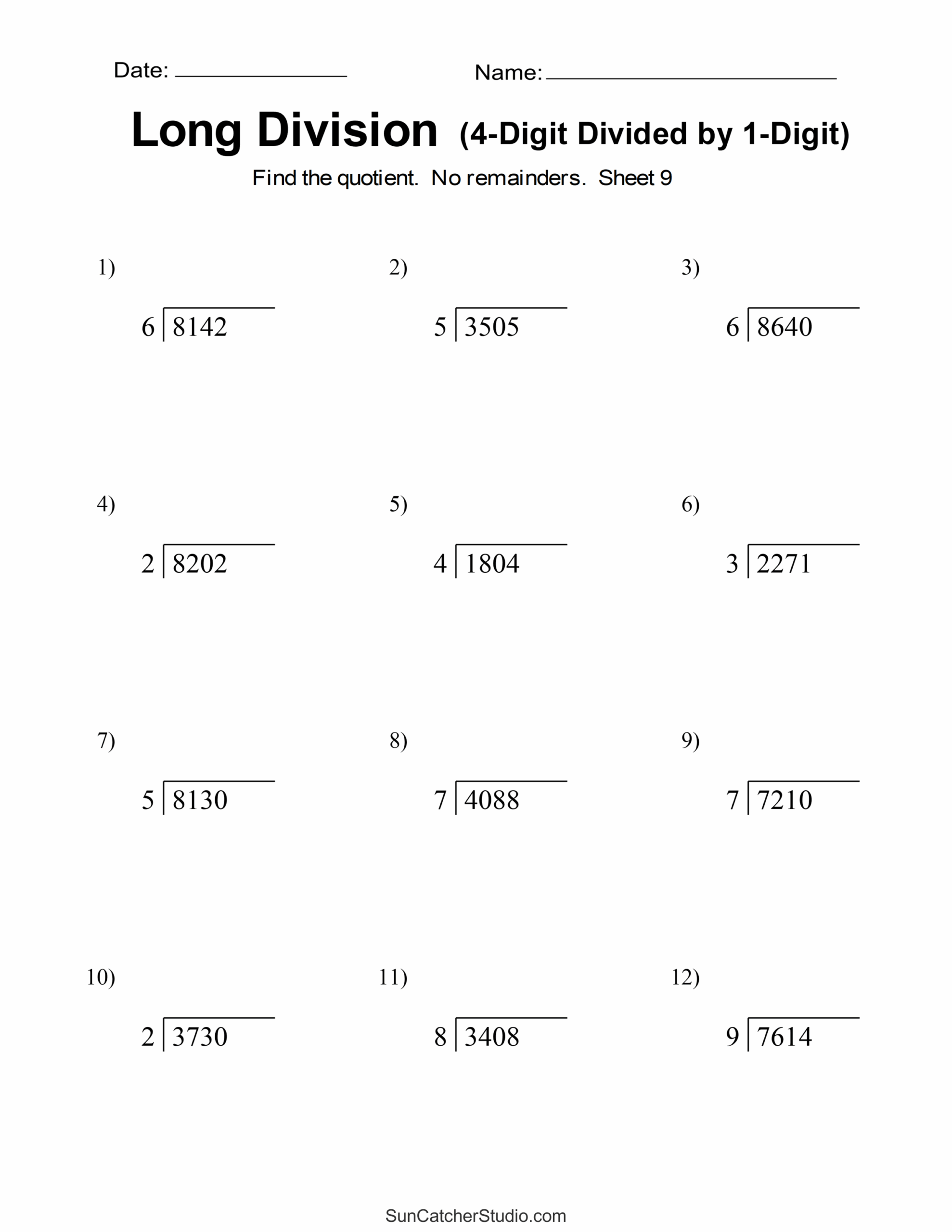 Math Division Worksheets Printable Free