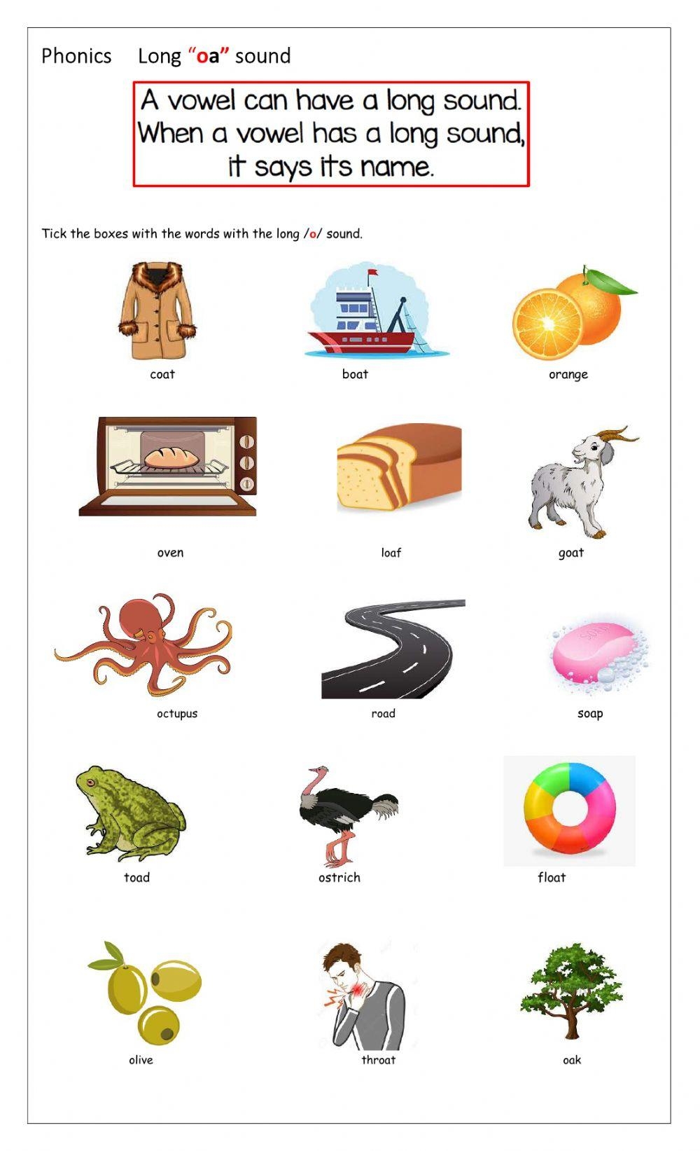 Oa Words Worksheet Printable Free