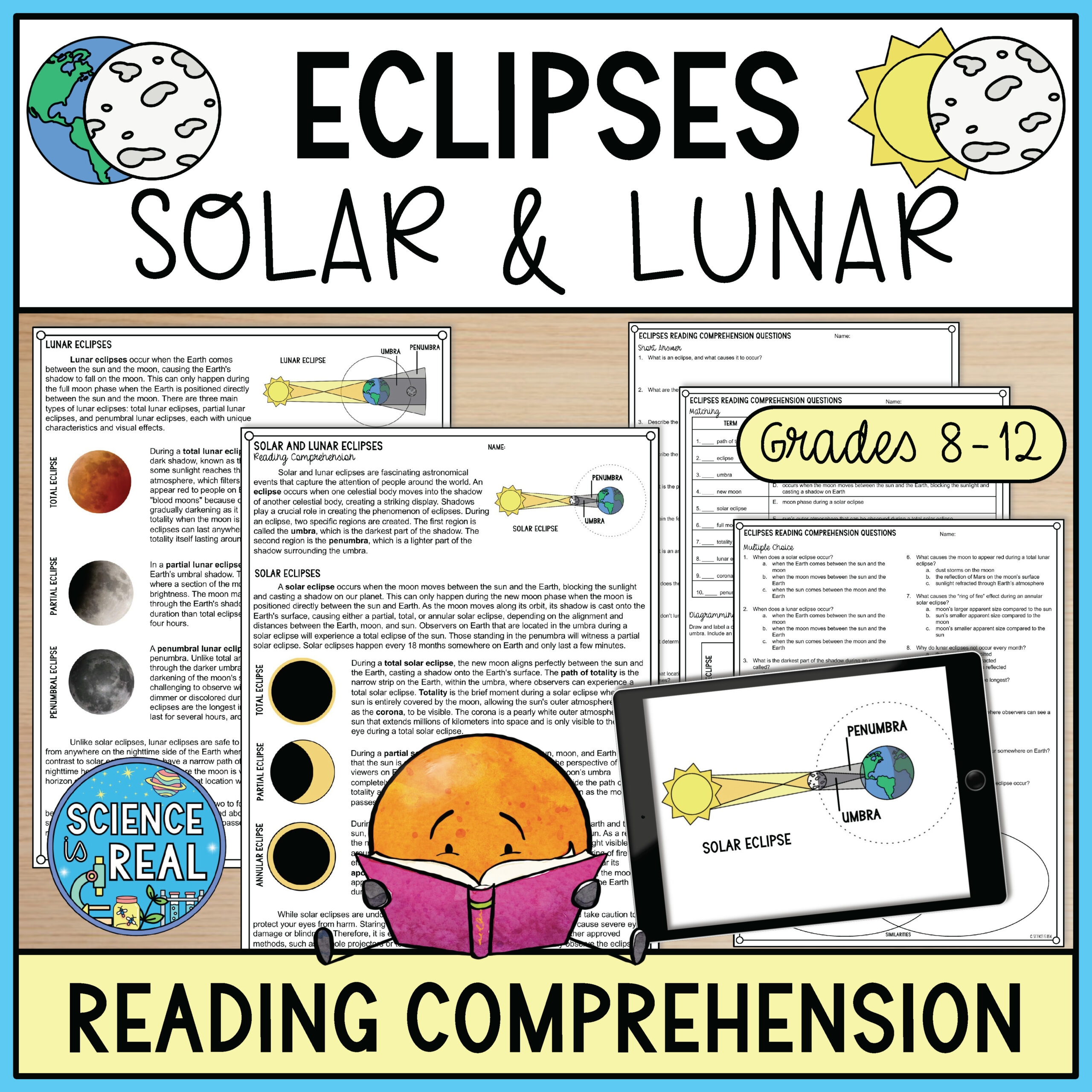 Lunar And Solar Eclipses Reading Comprehension And Questions 